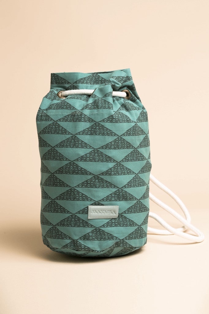 Manaola Drawstring Bag in Teal and Green