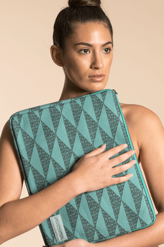 Manaola Laptop Sleeve in Teal and Green