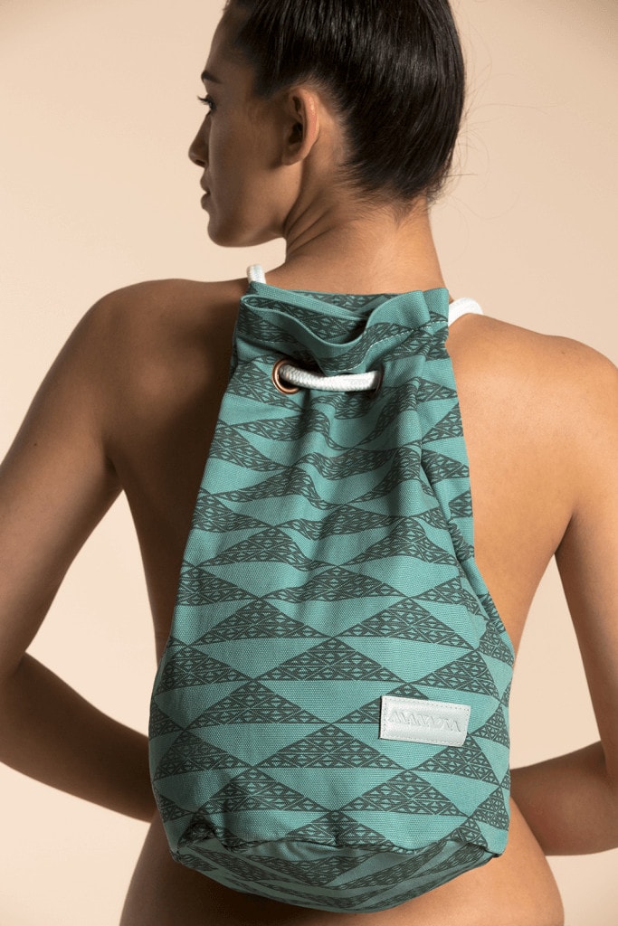 Manaola Drawstring Bag in Teal and Green