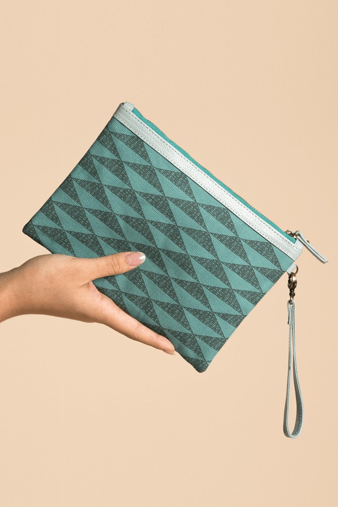 Manaola Clutch in Teal and Green