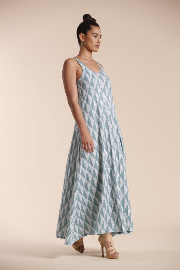 Female model wearing a Maxi Dress in Light Blue - Front View