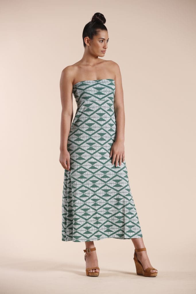 Model wearing Green Triangle Maxi Dress - Front View