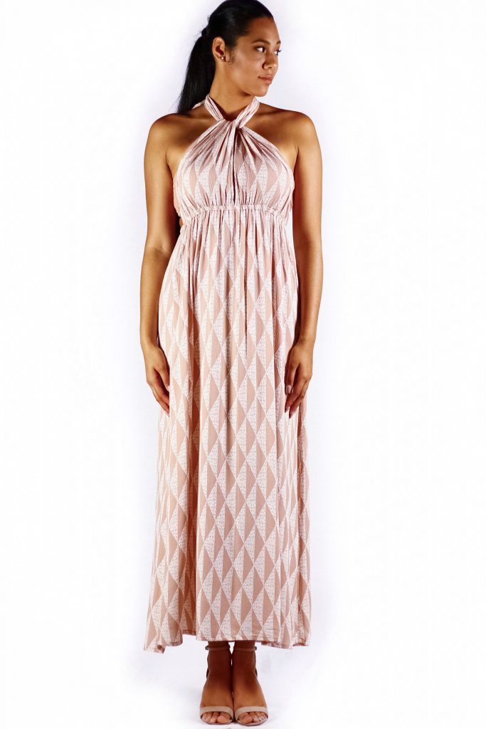 Model wearing Cloud Creme Maxi Dress - Front View