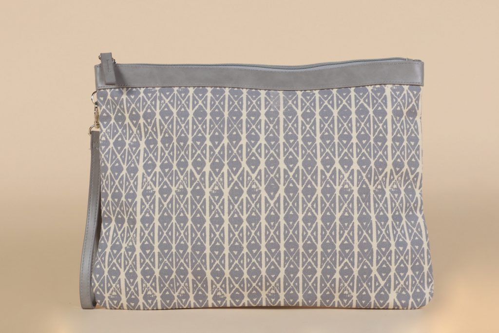 Blue/Grey Clutch with zipper