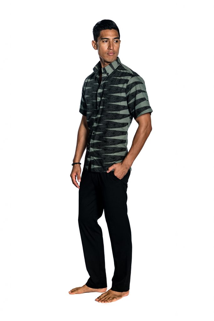 Male model wearing Aloha SS Shirt - Side View