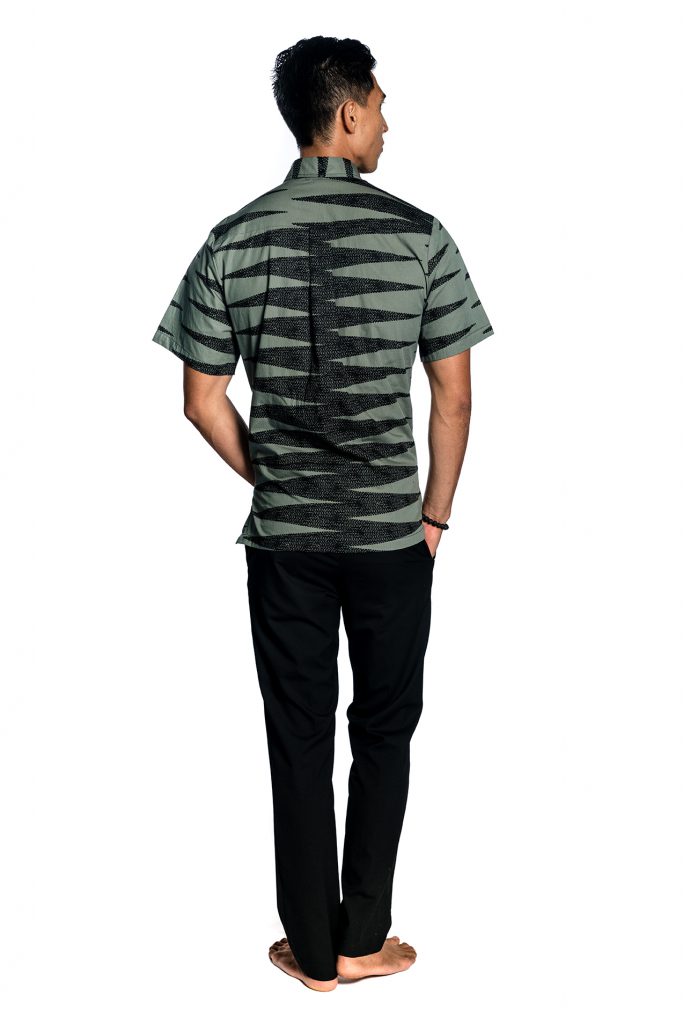 Male model wearing Aloha SS Shirt - Back View