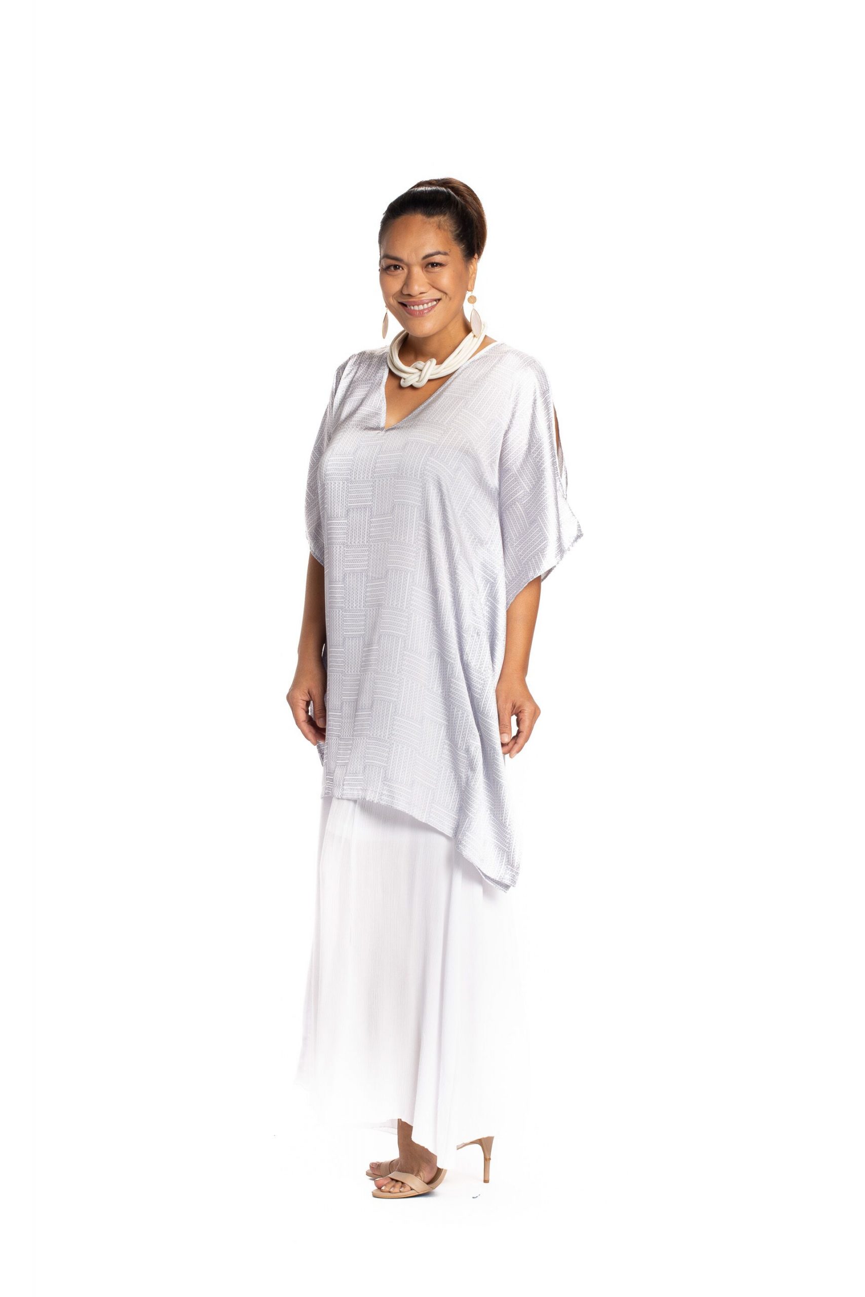 Model wearing Kaala Pullover with Pants - Side View