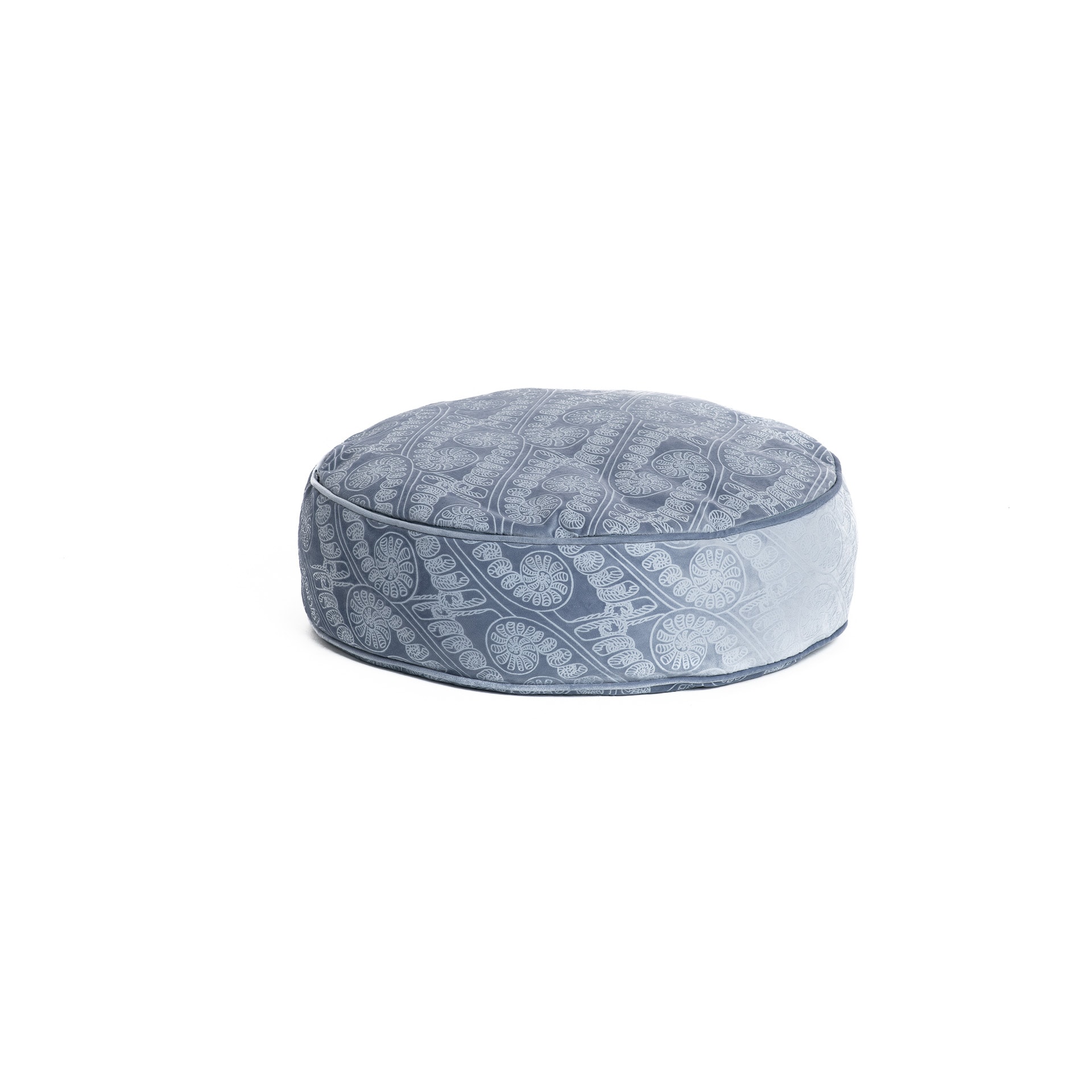 Circle Tuft Pillow in Halogen Blue/Folkstone Grey