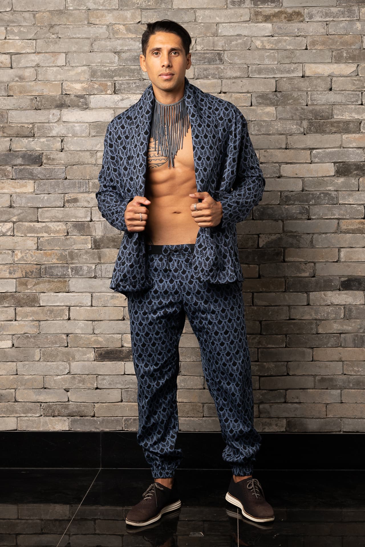 Male model wearing Mens Joggers - Front View