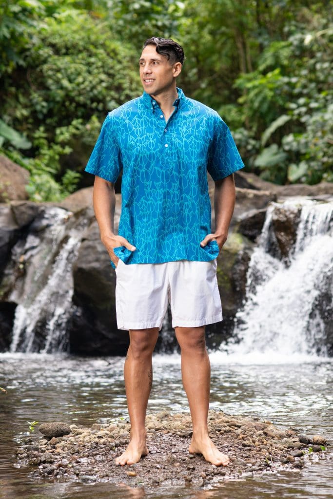 Male model wearing ALOHA SHIRT S-S PULLOVER - Front View