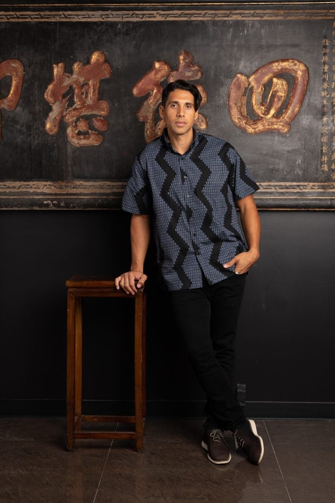 Male model wearing Aloha Shirt S-S - Front View