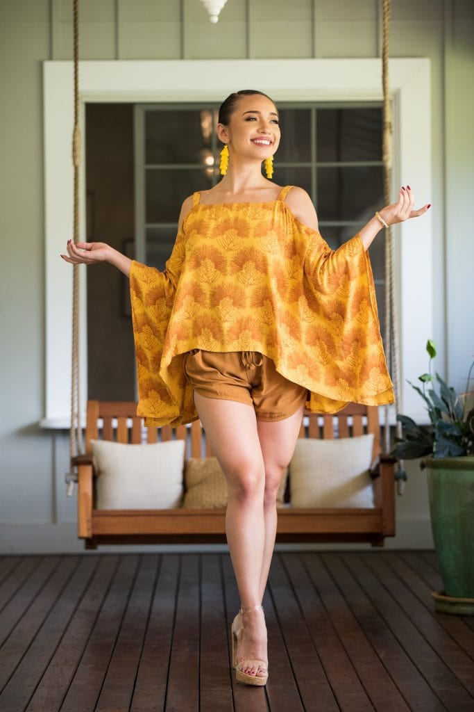 Model wearing Konane Top - Front View