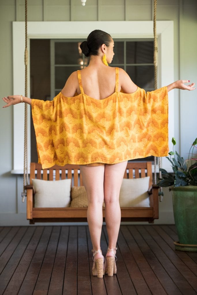 Model wearing Konane Top - Back View