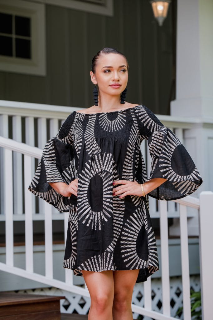 Model wearing Kawena Dress - Front View