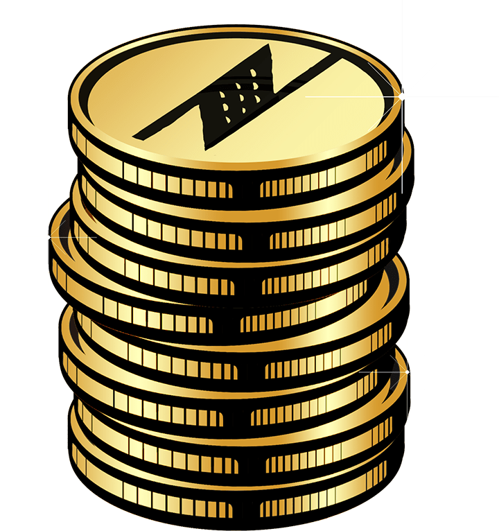 Gold Stacked Coins - Manaola Rewards on Transparent Background