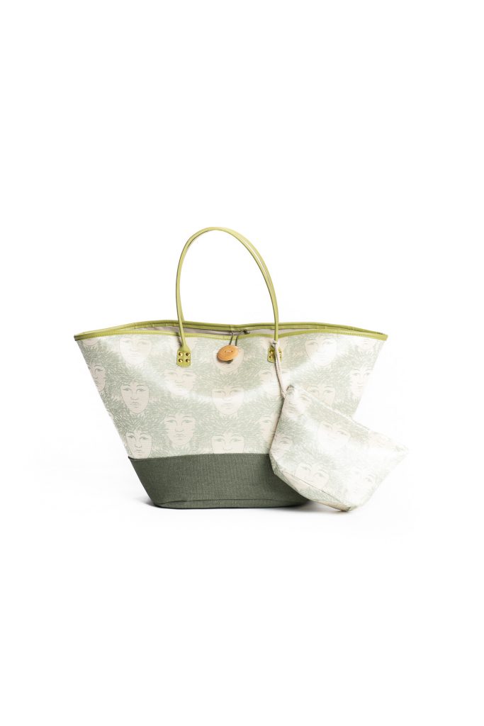 Puamelia Bag Set in Cloud Creme Sage Green Laukapalili Pattern