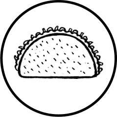 Mexican taco icon on transparent background