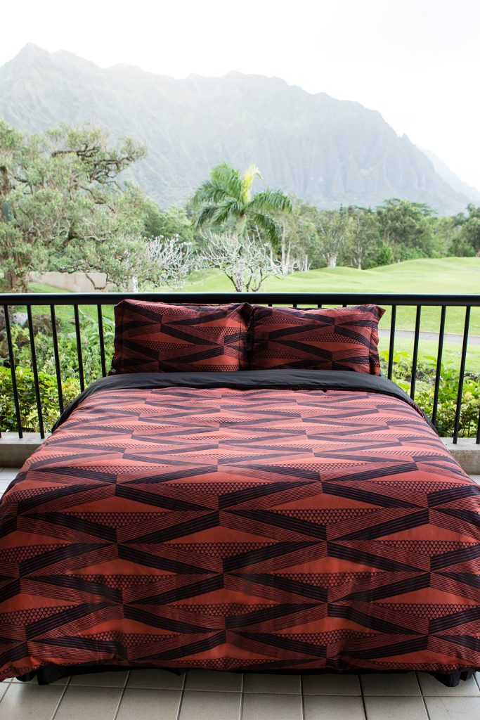 Manaola Duvet Queen Set in Honey Mustard Pewa Pattern