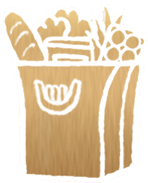 Gold Grocery Icon on Transparent Background