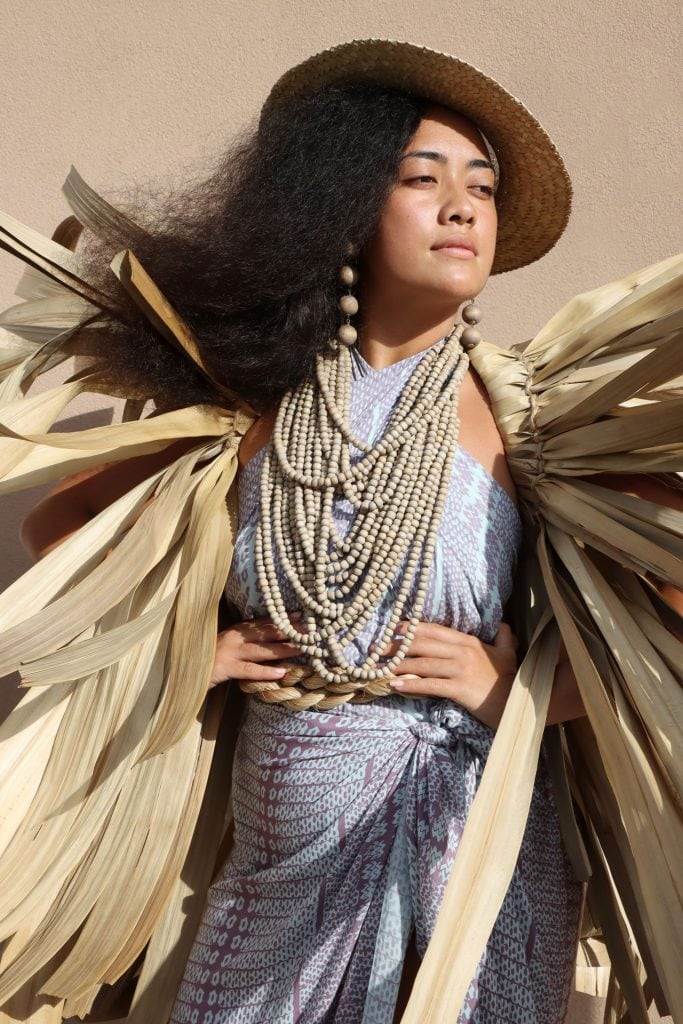 Female model wearing a pareo