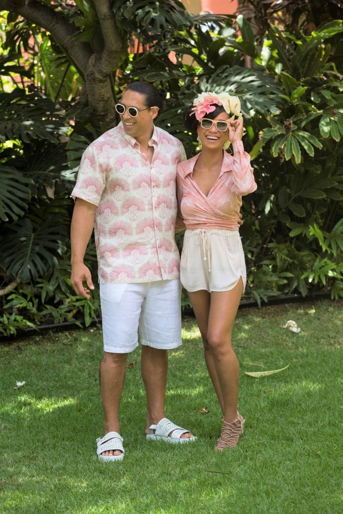 Male model wearing Aloha Short Sleeve in a Kalihilehua Pattern