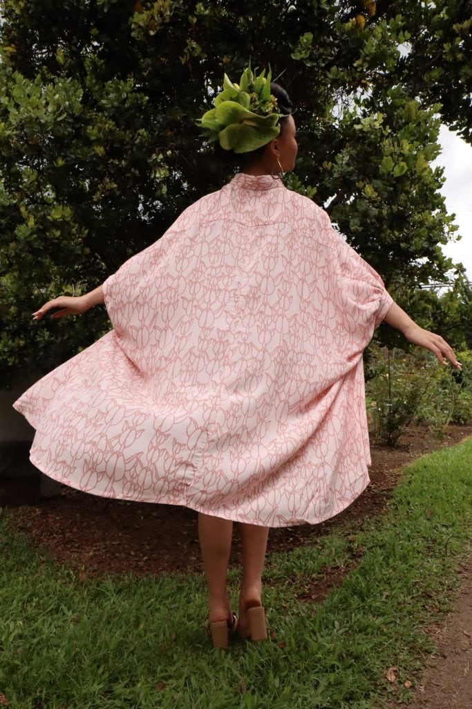 Female model wearing Top Aali in Ash Rose and Lotus - Back View