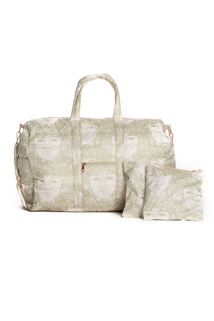 Laulea Bag in a Laukapalili Pattern and Cloud Creme-Sage Green Color