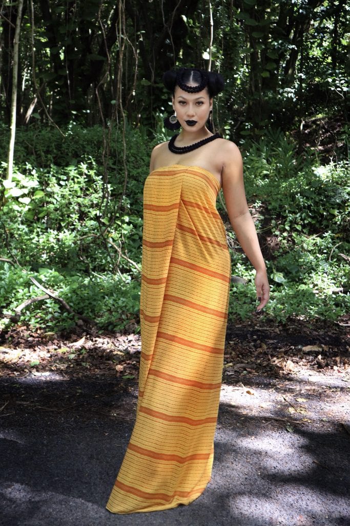 Female model wearing Pumpkin Pareo - Front View