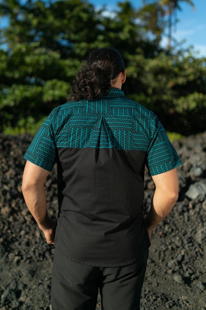 Male model wearing Ulana Hapalua Shirt - Back View
