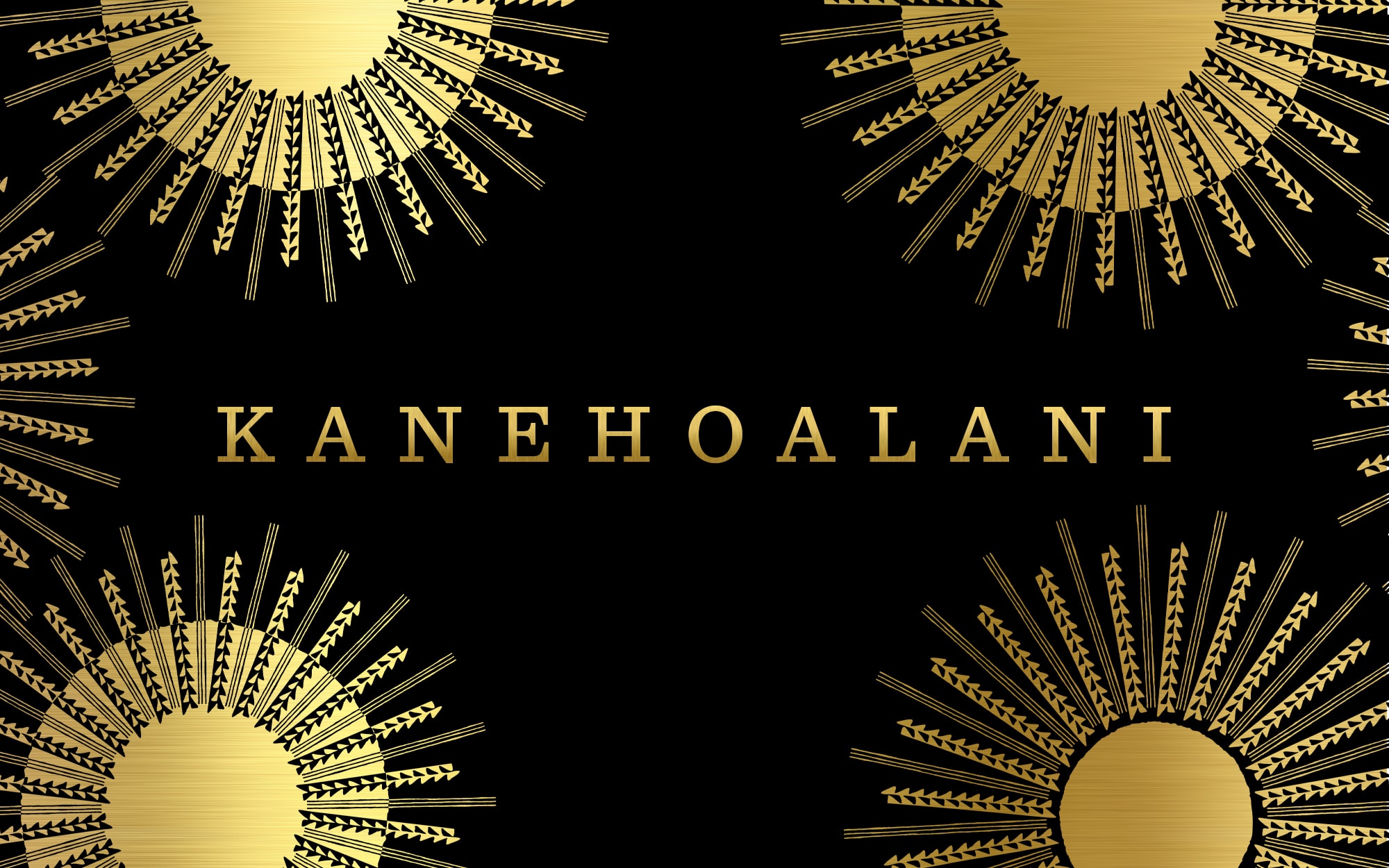 Kanehoalani Print Banner with gold lettering on a black background