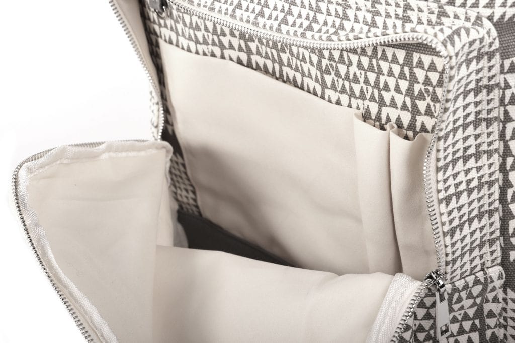 Huakai Backpack in a Nihoku Print and Stone Color - Front Pocket