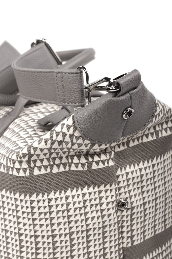 Kaapuni Mini Duffel in a Nihoku Print and Stone Color - Close Up