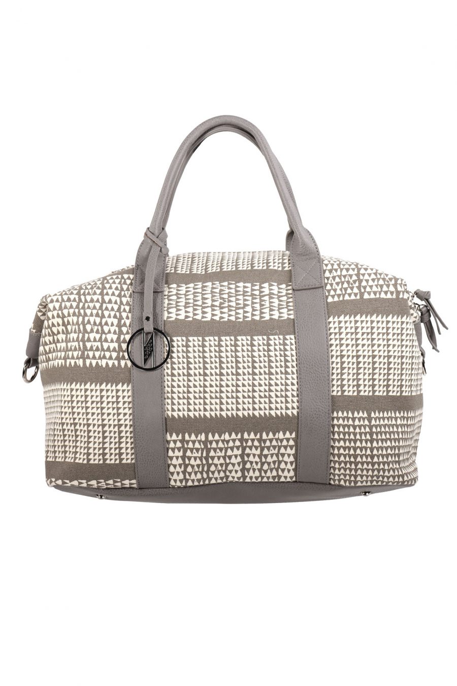 Kaapuni Mini Duffel in a Nihoku Print and Stone Color - Front View