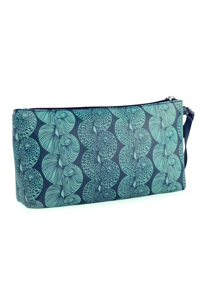 Long Zip Pouch in a Lei Kupee Print and Blue Tint/Real Teal Color
