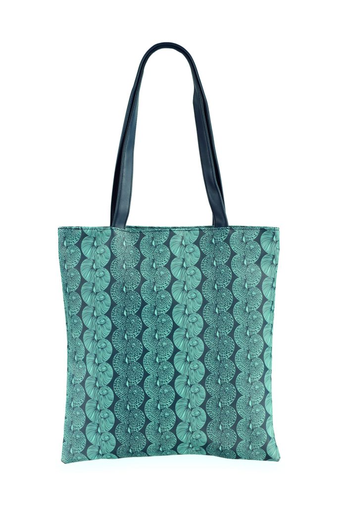 Puke Tote in a Lei Kupee Print and Blue Tint/Real Teal Color