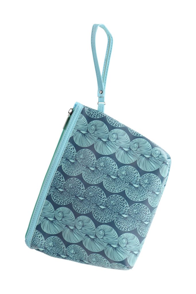 Zip Pouch in a Lei Kupee Print and Blue Tint/Real Teal Color