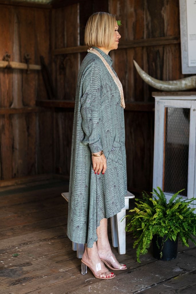 Female model wearing Hapuna Short Dress - Side View