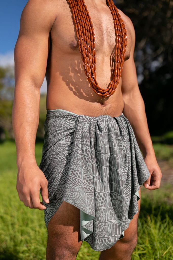 Male model wearing Pareo in BP-LP Pattern - Side View