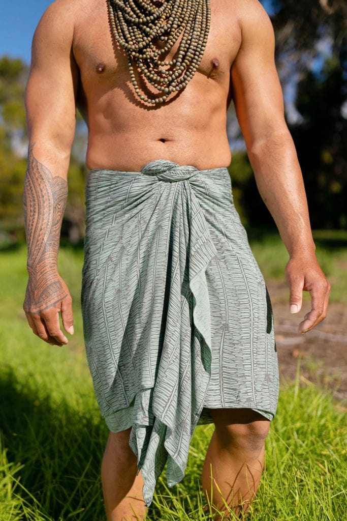 Male model wearing Pareo in LP-BP Pattern - Front View