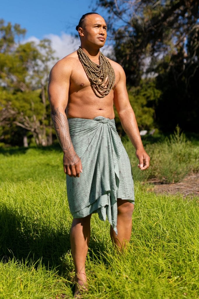 Male model wearing Pareo in LP-BP Pattern - Front View