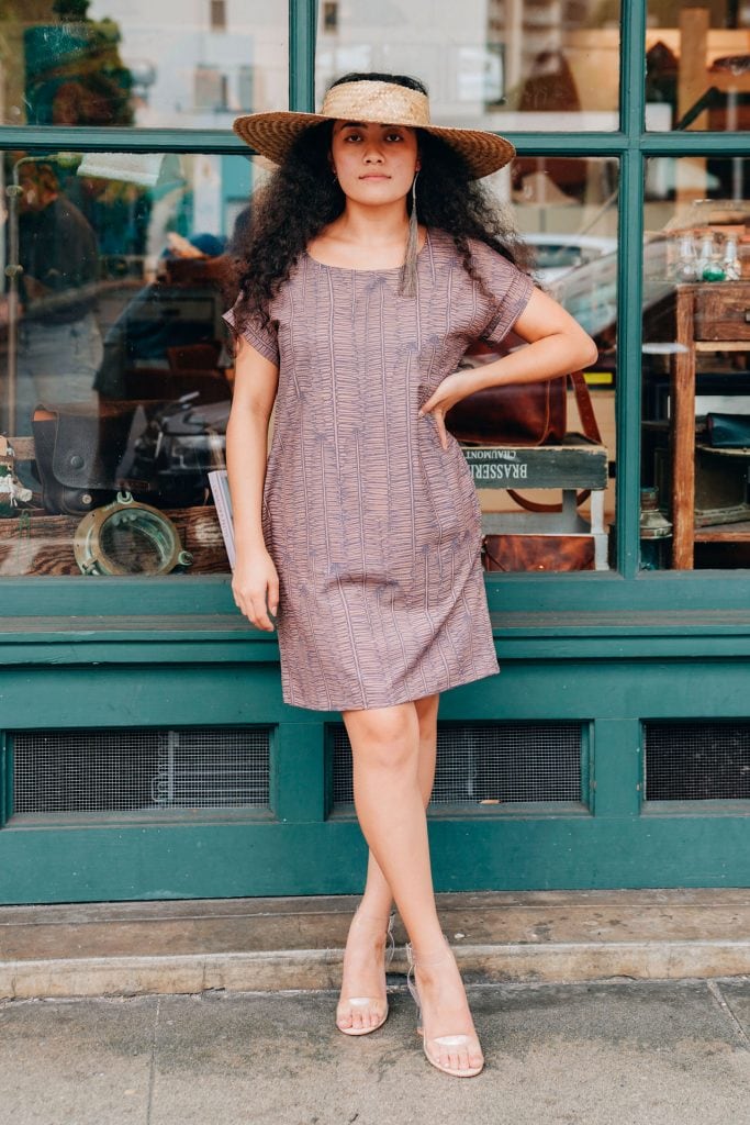 Female Model wearing the Puaniu Dress - Front View