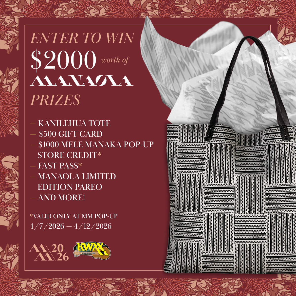 KWXX MELE MANAKA GIVEAWAY